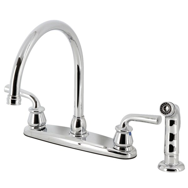 Kingston Brass 8" Centerset Kitchen Faucet with Side Sprayer, Polished Chrome KB721RXLSP - main